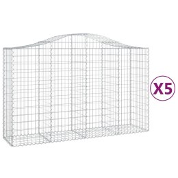 VidaXL Kosze gabionowe, 5 szt, 200x50x120/140 cm, galwanizowane żelazo