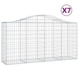 VidaXL Kosze gabionowe, 7 szt, 200x50x100/120 cm, galwanizowane żelazo