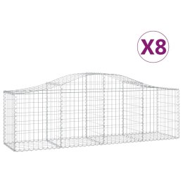 VidaXL Kosze gabionowe, 8 szt, 200x50x60/80 cm, galwanizowane żelazo