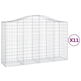 VidaXL Kosze gabionowe, 11 szt, 200x50x120/140cm, galwanizowane żelazo