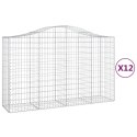 VidaXL Kosze gabionowe, 12 szt, 200x50x120/140cm, galwanizowane żelazo