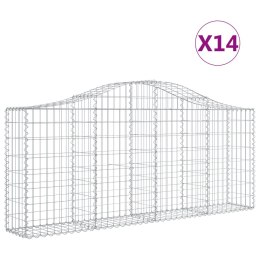 VidaXL Kosze gabionowe, 14 szt, 200x30x80/100 cm, galwanizowane żelazo