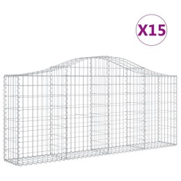 VidaXL Kosze gabionowe, 15 szt, 200x30x80/100 cm, galwanizowane żelazo