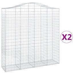 VidaXL Kosze gabionowe, 2 szt, 200x50x200/220cm, galwanizowane żelazo