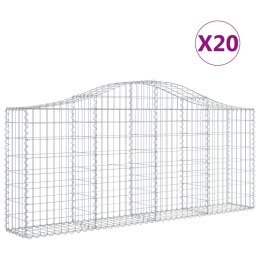 VidaXL Kosze gabionowe, 20 szt, 200x30x80/100 cm, galwanizowane żelazo