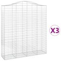 VidaXL Kosze gabionowe, 3 szt, 200x50x220/240 cm, galwanizowane żelazo