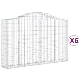 VidaXL Kosze gabionowe, 6 szt, 200x30x120/140 cm, galwanizowane żelazo