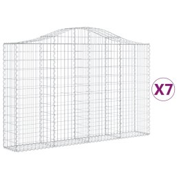 VidaXL Kosze gabionowe, 7 szt, 200x30x120/140 cm, galwanizowane żelazo