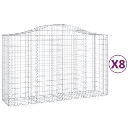 VidaXL Kosze gabionowe, 8 szt, 200x50x120/140 cm, galwanizowane żelazo