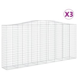 VidaXL Kosze gabionowe, 3 szt, 400x50x180/200 cm, galwanizowane żelazo