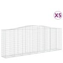 VidaXL Kosze gabionowe, 5 szt, 400x50x140/160 cm, galwanizowane żelazo