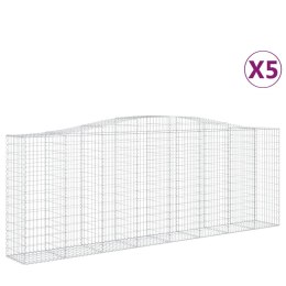 VidaXL Kosze gabionowe, 5 szt, 400x50x140/160 cm, galwanizowane żelazo