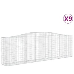 VidaXL Kosze gabionowe, 9 szt, 400x50x120/140 cm, galwanizowane żelazo