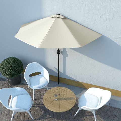 VidaXL Półparasol balkonowy na słupku z aluminium, 270x144cm, piaskowy