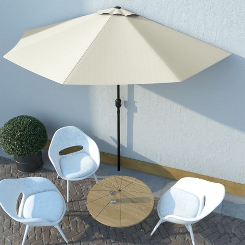 VidaXL Półparasol balkonowy na słupku z aluminium, 300x155cm, piaskowy