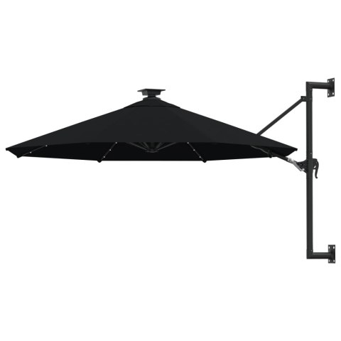 VidaXL Parasol ogrodowy z LED, ścienny, 300 cm, czarny