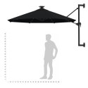 VidaXL Parasol ogrodowy z LED, ścienny, 300 cm, czarny