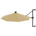 VidaXL Parasol ogrodowy z LED, ścienny, 300 cm, taupe