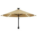 VidaXL Parasol ogrodowy z LED, ścienny, 300 cm, taupe