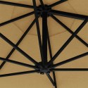 VidaXL Parasol ogrodowy z LED, ścienny, 300 cm, taupe