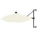 VidaXL Parasol ogrodowy z LED, ścienny, 300 cm, piaskowy