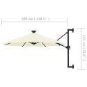 VidaXL Parasol ogrodowy z LED, ścienny, 300 cm, piaskowy