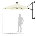 VidaXL Parasol ogrodowy z LED, ścienny, 300 cm, piaskowy