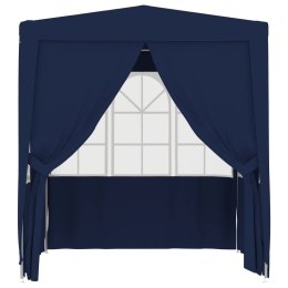 VidaXL Namiot imprezowy ze ściankami, 2x2 m, niebieski, 90 g/m²