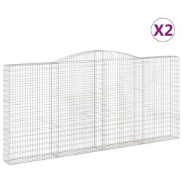 VidaXL Kosze gabionowe, 2 szt, 400x30x180/200 cm, galwanizowane żelazo