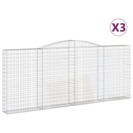 VidaXL Kosze gabionowe, 3 szt, 400x30x160/180 cm, galwanizowane żelazo