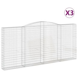 VidaXL Kosze gabionowe, 3 szt, 400x30x180/200 cm, galwanizowane żelazo