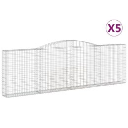 VidaXL Kosze gabionowe, 5 szt, 400x30x120/140 cm, galwanizowane żelazo