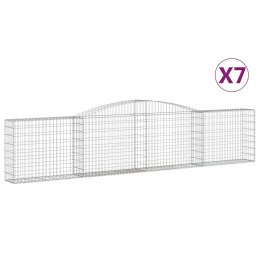 VidaXL Kosze gabionowe, 7 szt, 400x30x80/100 cm, galwanizowane żelazo