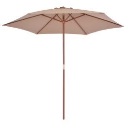 VidaXL Parasol ogrodowy na drewnianym słupku, 270 cm, taupe