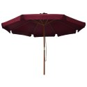 VidaXL Parasol ogrodowy na drewnianym słupku, 330 cm, burgundowy