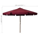 VidaXL Parasol ogrodowy na drewnianym słupku, 330 cm, burgundowy