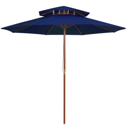 VidaXL Parasol ogrodowy z dwupoziomową czaszą, niebieski, 270 cm