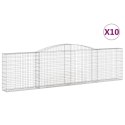 VidaXL Kosze gabionowe, 10 szt, 400x30x100/120cm, galwanizowane żelazo