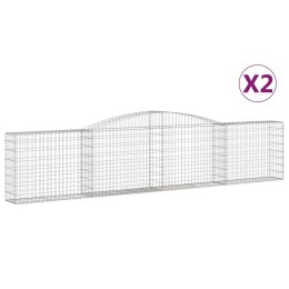 VidaXL Kosze gabionowe, 2 szt, 400x30x80/100 cm, galwanizowane żelazo