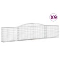 VidaXL Kosze gabionowe, 9 szt, 400x30x80/100 cm, galwanizowane żelazo