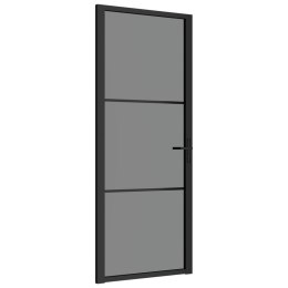 VidaXL Drzwi wewnętrzne, 83x201,5 cm, czarne, szkło ESG i aluminium