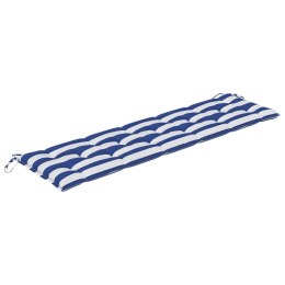 VidaXL Poduszka na ławkę, biało-niebieskie paski, 180x50x7 cm, tkanina