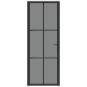 VidaXL Drzwi wewnętrzne, 76x201,5 cm, czarne, szkło ESG i aluminium