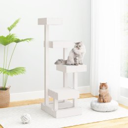 VidaXL Drzewko dla kota, białe, 45,5x49x103 cm, lite drewno sosnowe