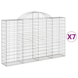 VidaXL Kosze gabionowe, 7 szt, 200x30x120/140 cm, galwanizowane żelazo