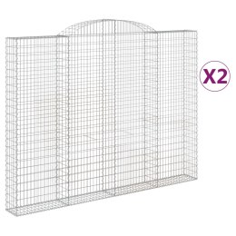 VidaXL Kosze gabionowe, 2 szt, 300x30x220/240 cm, galwanizowane żelazo