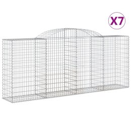 VidaXL Kosze gabionowe, 7 szt, 300x50x120/140 cm, galwanizowane żelazo