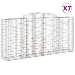 VidaXL Kosze gabionowe, 7 szt, 300x50x140/160 cm, galwanizowane żelazo