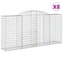 VidaXL Kosze gabionowe, 8 szt, 300x50x140/160 cm, galwanizowane żelazo