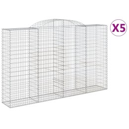 VidaXL Kosze gabionowe, 5 szt, 300x50x180/200 cm, galwanizowane żelazo